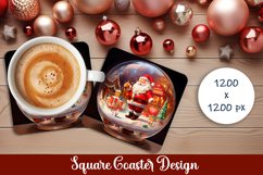Glass ball with santa claus Square Coaster Sublimation Product Image 1