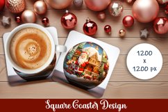 Glass ball with santa claus Square Coaster Sublimation Product Image 1