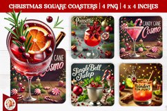 Christmas Cocktails Coaster, Square Coaster Product Image 1