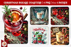 Christmas Cocktails Coaster, Square Coaster Product Image 1