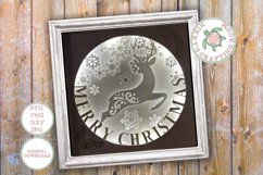 Merry Christmas leaping stag 3d shadow box layered template Product Image 2