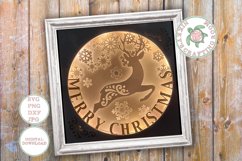 Merry Christmas leaping stag 3d shadow box layered template Product Image 1