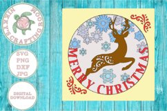 Merry Christmas leaping stag 3d shadow box layered template Product Image 3