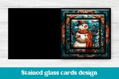 Christmas snowman stained glass cards design printable, stained glass cards for cricut, Christmas printable card.