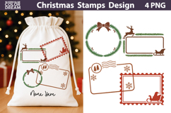 Christmas Stamp Clipart | Post Stamps Sublimation Product Image 1