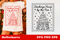 Christmas Postage Stamp SVG Fireplace Stockings Sublimation Product Image 1