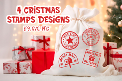 Christmas SVG Stamp Designs | Santa Sack Clipart Product Image 1