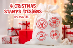 Christmas SVG Stamp Designs | Santa Sack Clipart Product Image 1