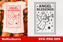 Christmas Postage Stamp SVG | Angel Blessings Sublimation Product Image 1