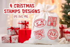 Christmas SVG Stamp Designs | Santa Sack Clipart Product Image 1