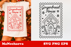 Christmas Postage Stamp SVG | Gingerbread House Sublimation Product Image 1