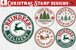 Christmas Stamp Clipart | Retro Christmas sublimation PNG Product Image 1