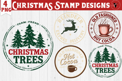 Christmas Stamp Clipart | Retro Christmas sublimation PNG Product Image 1