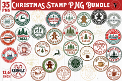 Christmas Stamp bundle | Retro Christmas sublimation PNG Product Image 1