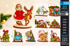 Christmas Stand Decor Laser Cut Bundle|Christmas Characters Product Image 1