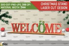 Welcome SVG. 3D Christmas Wooden Stand Laser Cut. Xmas decor Product Image 1