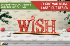 3D Christmas Wooden Stand Laser Cut. Xmas decor. Wish SVG Product Image 1