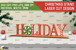 3D Christmas Wooden Stand Laser Cut. Xmas decor. Holiday SVG Product Image 1