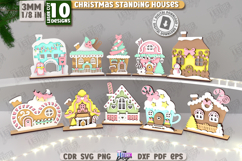 Christmas Standing Houses Laser Cut Bundle, Standing Decor Product Image 1