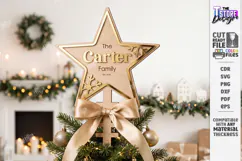 Personalized Christmas Tree Topper Star Laser Cut | Holiday Product Image 1