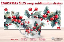 Christmas Mug Sublimation Template| Mug Wrap PNG Watercolor Product Image 1