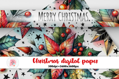 Christmas digital paper bundle png, Christmas Illustrations, Seamless Digital Papers PNG