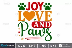 joy love and paws SVG, Christmas Dog SVG Design Product Image 1