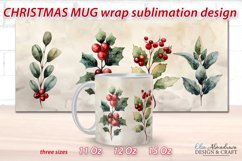 Christmas Sublimation Mug Template| Mug Wrap PNG Watercolor Product Image 1