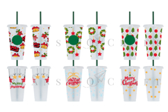 christmas starbucks 24oz cold cup tumbler wrap svg presized template for tumbler venti suitable for cutting machine or sublimation