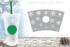 Snowflakes starbucks cup svg, venti cold cup svg wrap Product Image 1