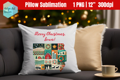 Christmas State Patchwork Sublimation, Pillow iowa Product Image 1