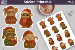Vintage Christmas Sticker | Cute Animals Sticker Product Image 1
