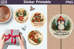 Vintage Christmas Sticker | Retro Quotes Round Sticker Product Image 1