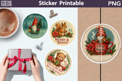 Vintage Christmas Sticker | Retro Quotes Round Sticker Product Image 1