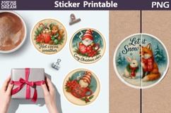 Vintage Christmas Sticker | Retro Quotes Round Sticker Product Image 1