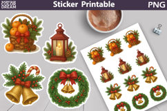 Vintage Christmas Sticker | Christmas Wreath Bell Sticker Product Image 1