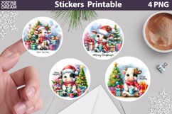 Cute Christmas Cow Sticker | Christmas Sticker Printable Product Image 1