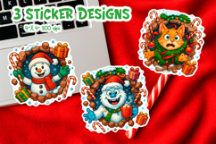 3D Funny Christmas Breakthrough Sticker | Snowman Yeti Cat Product Image 1