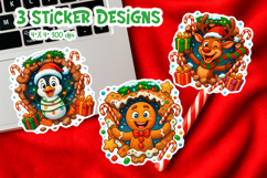 3D Funny Christmas Breakthrough Sticker | Penguin Deer Product Image 1