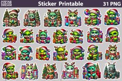 Funny Green Grumpy Animals Christmas Stickers Product Image 1