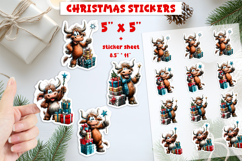 Christmas stickers, Cute animal Highland cow print and cut Product Image 1