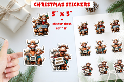 Christmas animal stickers, Highland cow family print and cut Product Image 1