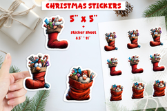 Christmas stickers, cute gnome Santa sack print and cut PNG Product Image 1