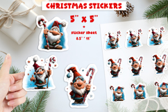 Christmas stickers, cute gnome with Candy cane print and cut Product Image 1