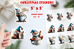 Christmas stickers, cute gnome hot cocoa print and cut PNG Product Image 1
