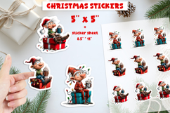 Christmas stickers printable, cute gnome hot cocoa PNG Product Image 1