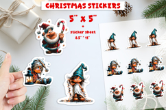 Christmas stickers printable, cute gnome, girl gnome PNG Product Image 1