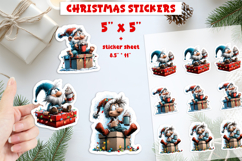 Christmas stickers printable, cute gnome with hot cocoa PNG Product Image 1
