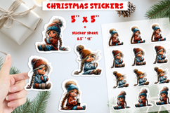 Christmas stickers, cute girl with hot cocoa print and cut Product Image 1