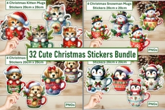 32 Cute Christmas Stickers Bundle PNGs Product Image 1